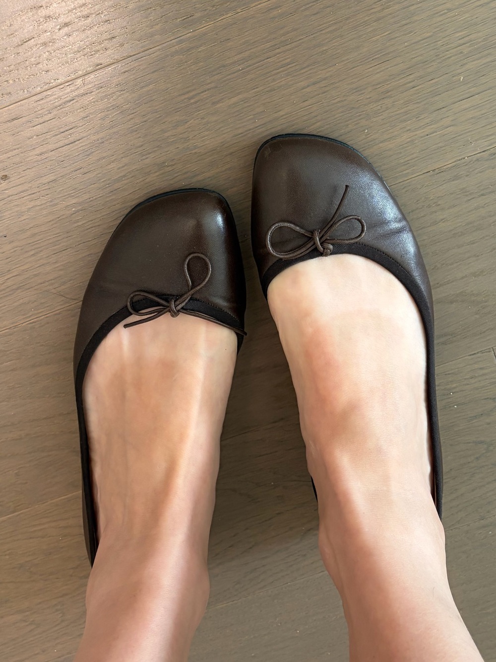 Christian Louboutin Dark Brown Leather Ballet Flats with Bow - Picture 1 of 3